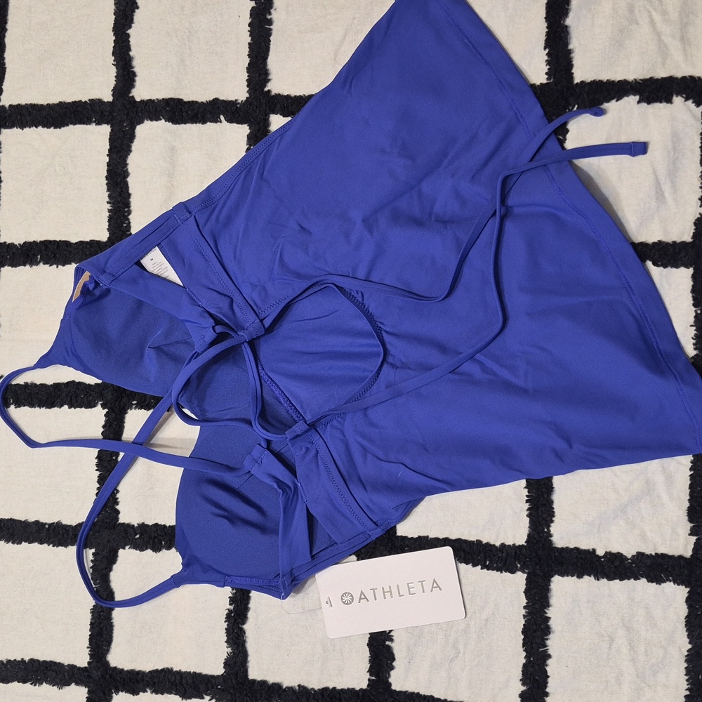 NWT Athleta M Yacht Blue A-C Triangle Tankini Top Adjustable Strappy Back - Picture 4 of 7